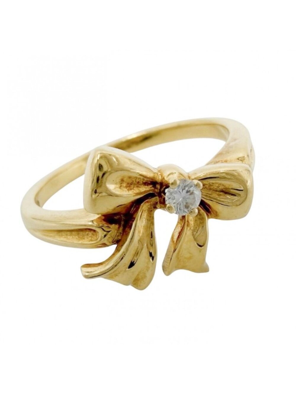 Tiffany & Co Ring Blue Box Bow Ribbon 18k YG Gold Diamond